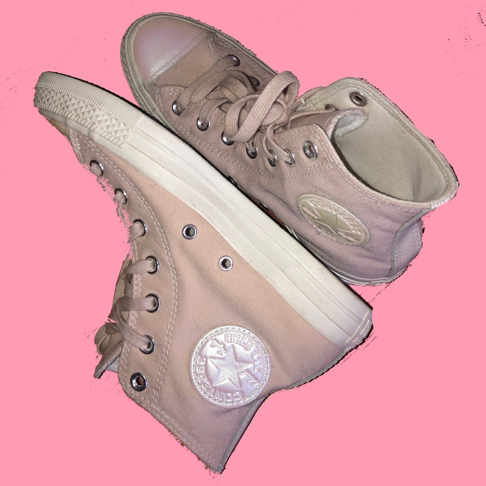 Pink Iridescent High-Top Converse